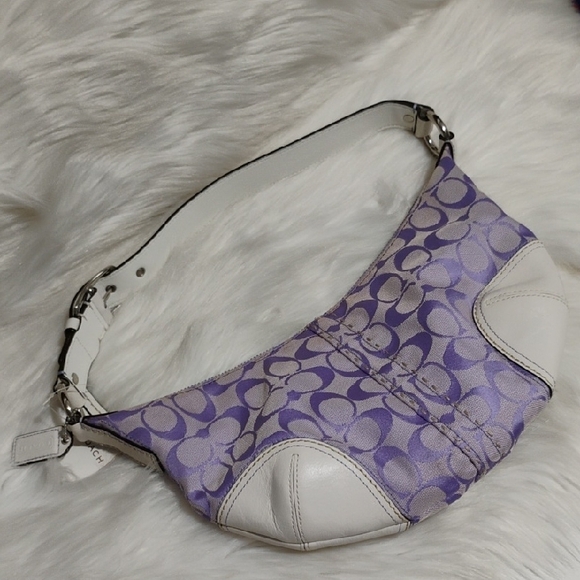 SALE! RARE! Coach Lavender Iris/White Signature Small Hobo Bag - Picture 15 of 16